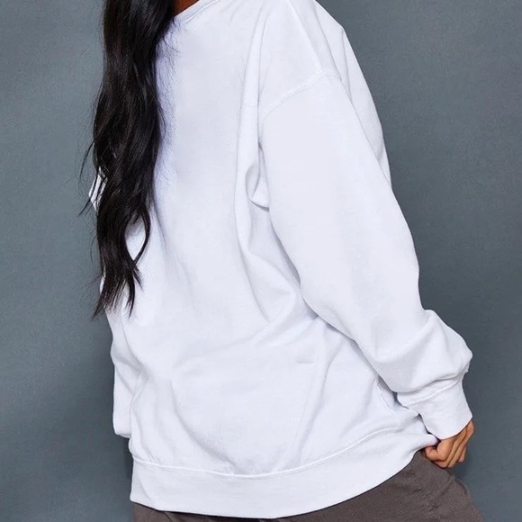 1102 NWT PrettyLittleThing Oversized Sweatshirt Colorado Print - Size L - White - Picture 7 of 8